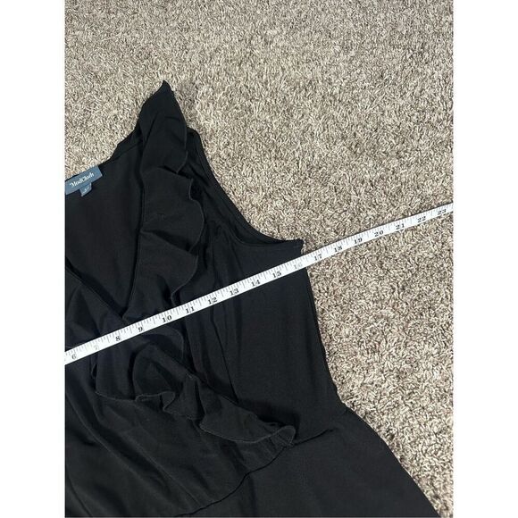 Modcloth Black Surplice Ruffle Refined Sleeveless Wide Leg Jumpsuit Women’s L - Picture 7 of 13